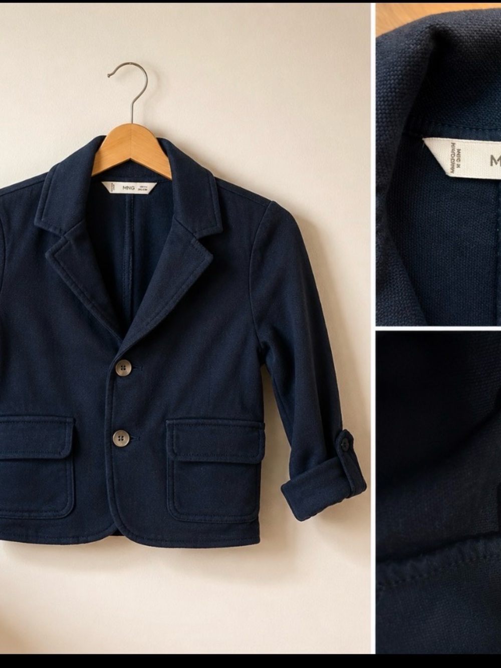 Kid 2-4 Years- Mango Kids Dark Navy Two-Button Blazer